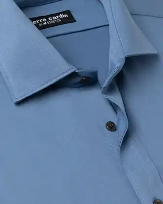 Camisa de vestir total comfort slim fit manga larga azul