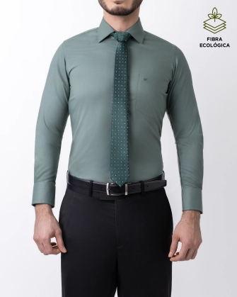 Camisa de vestir slim fit lenzing stretch verde