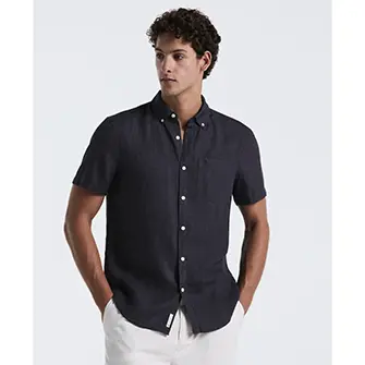 Camisa de lino manga corta color negro