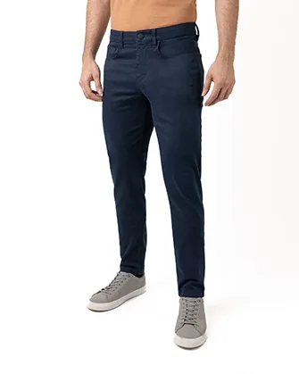 Pantalon casual manhattan slim fit 5 pocket tencel navy