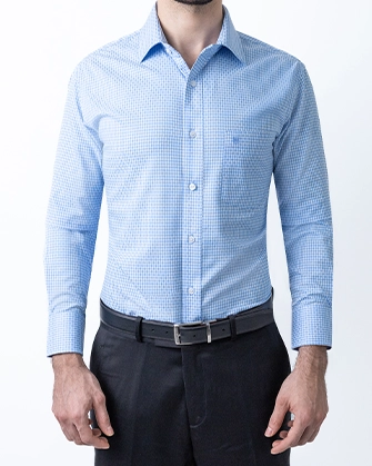 Camisa de vestir slim fit textura bambú celeste