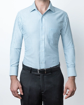 Camisa de vestir slim fit textura bambú teal
