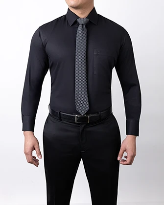 Camisa de vestir slim fit piqué bambú stretch negro