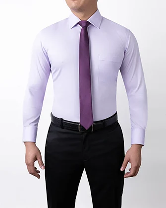 Camisa de vestir slim fit piqué bambú stretch lila