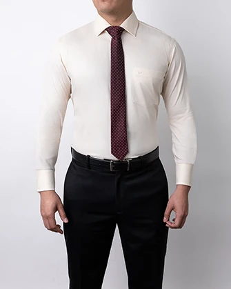 Camisa de vestir slim fit piqué bambú stretch beige