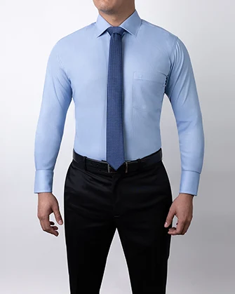 Camisa de vestir slim fit piqué bambú stretch celeste