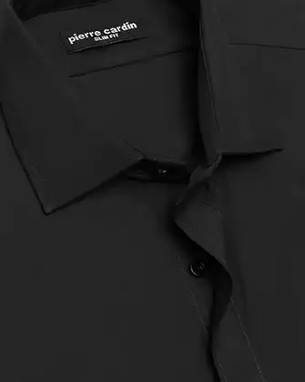 CAMISA LISA DACRÓN SLIM FIT MANGA LARGA NEGRO