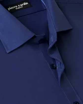 Camisa de vestir slim fit piqué azul