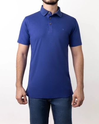 Camisa sport slim fit premium cotton azul pavo