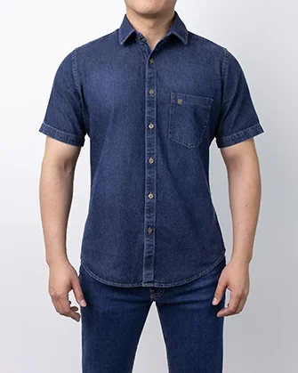 Camisa casual slim fit denim azul