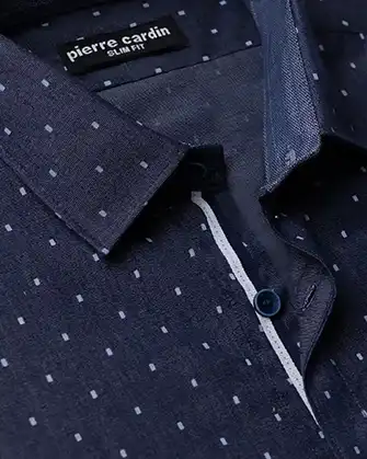 Camisa casual slim fit manga corta azul