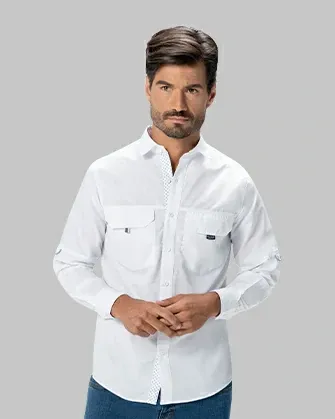 Camisa performance color blanco manga larga