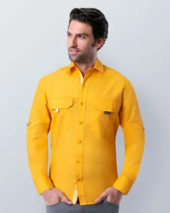 Camisa performance manga larga amarillo