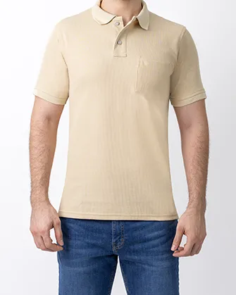 Camisa sport diseño con bolsa slim fit beige