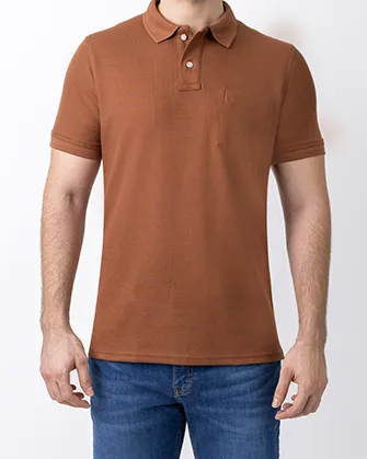Camisa sport diseño con bolsa slim fit café