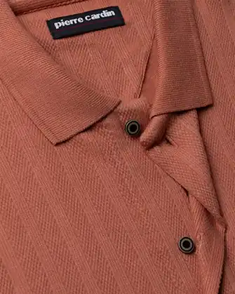 Camisa sport diseño plaquet completo slim fit anaranjado