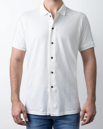 Camisa sport plaquet completo slim fit blanco