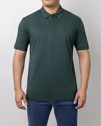 Camisa sport diseño plaquet oculto slim fit verde