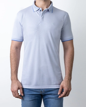 Camisa sport plaquet escondido slim fit celeste