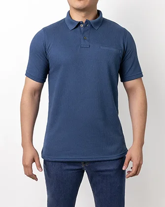 Camisa sport detalle bolsa slim fit azul