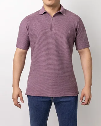 Camisa sport detalle zipper slim fit morado