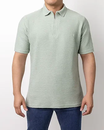 Camisa sport detalle zipper slim fit verde