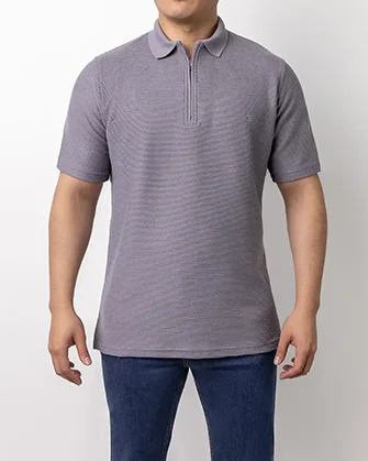 Camisa sport detalle zipper slim fit gris