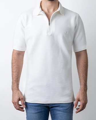 Camisa sport zipper slim fit blanco