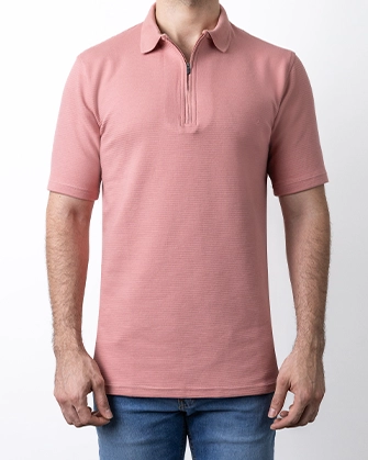 Camisa sport zipper slim fit rosado