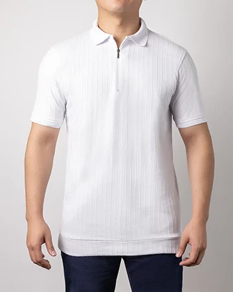 Camisa sport diseño con zipper slim fit blanco