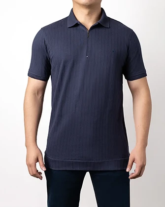 Camisa sport diseño con zipper slim fit azul