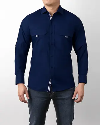 Camisa performance soft touch modal manga larga azul