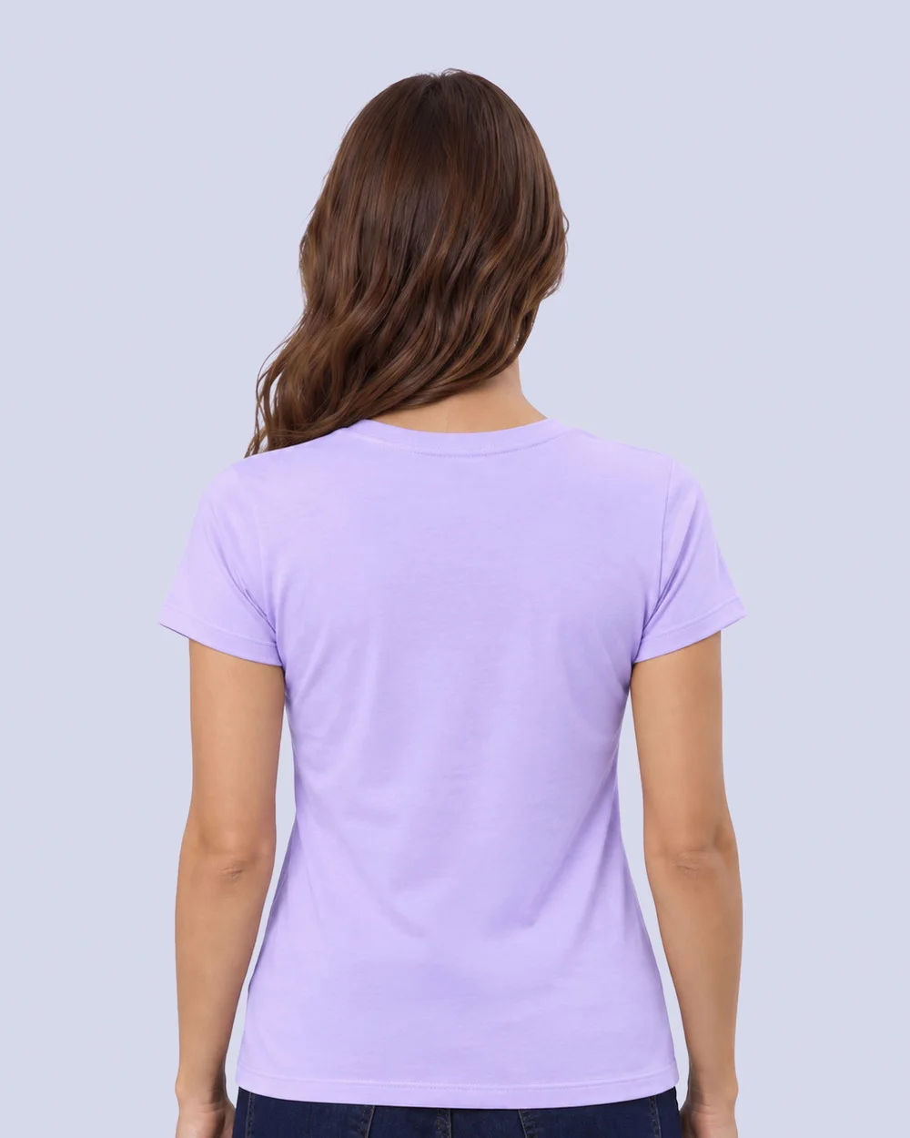Camiseta lisa cuello redondo manga corta lila
