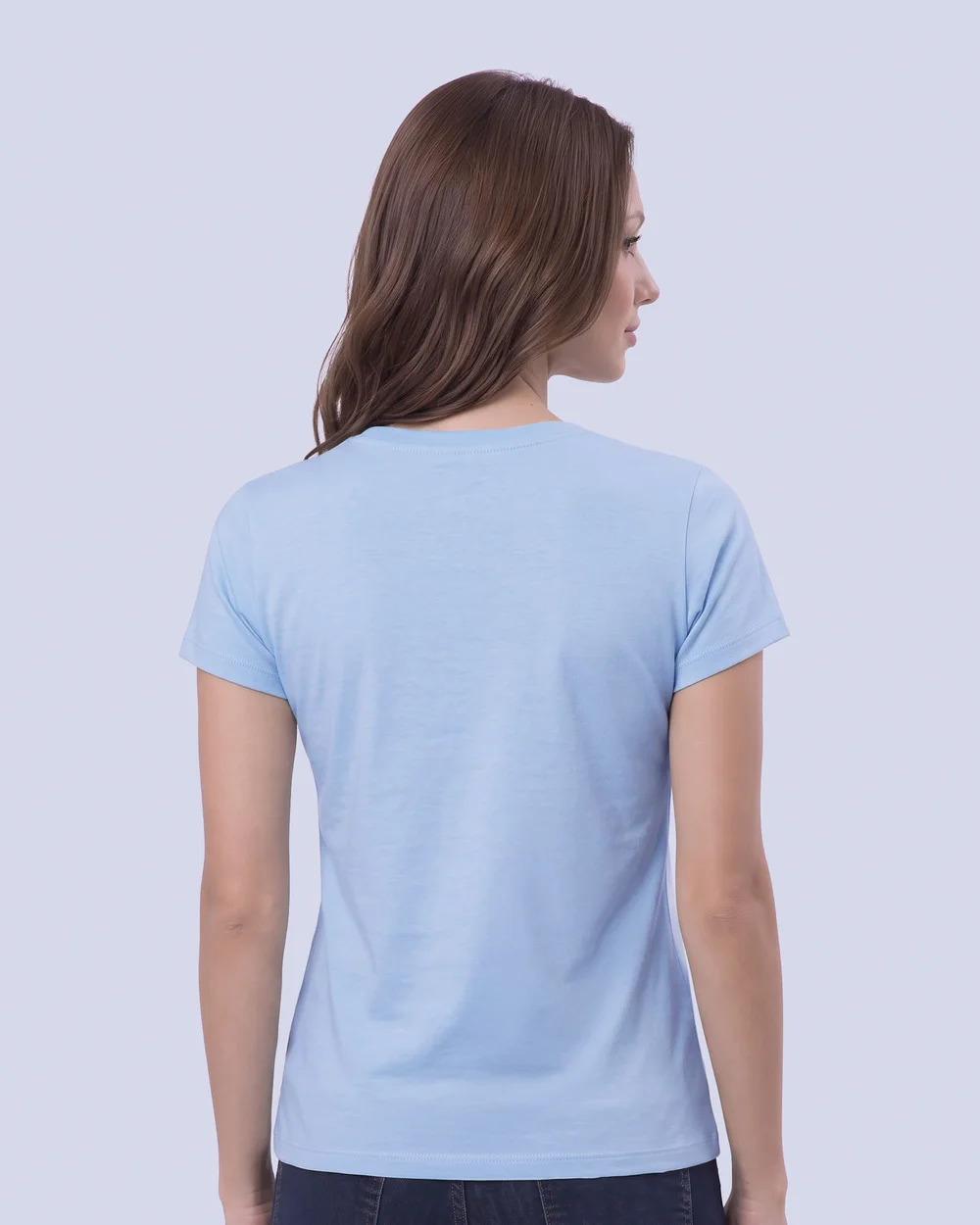 Camiseta lisa cuello redondo manga corta celeste