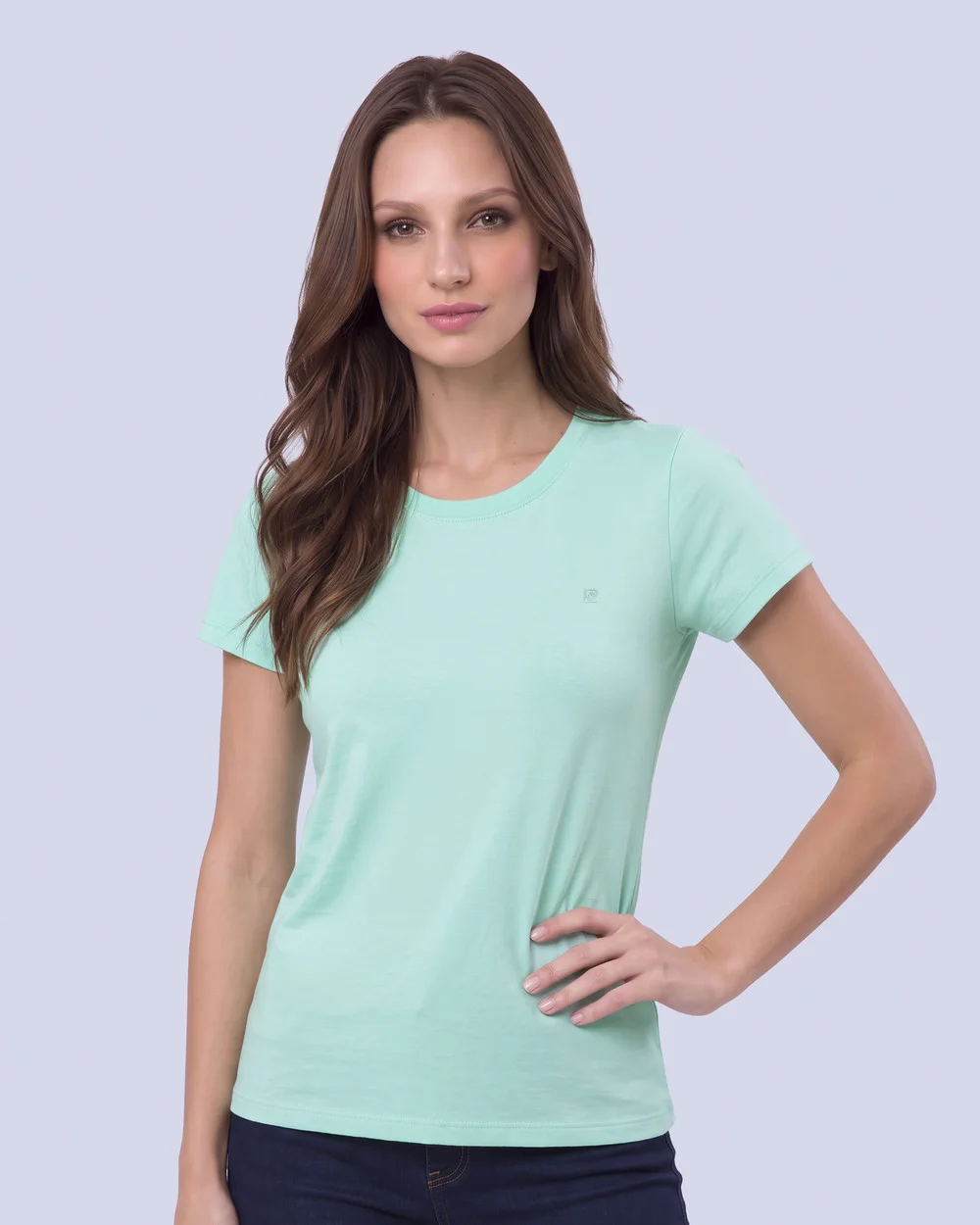 Camiseta lisa cuello redondo manga corta menta