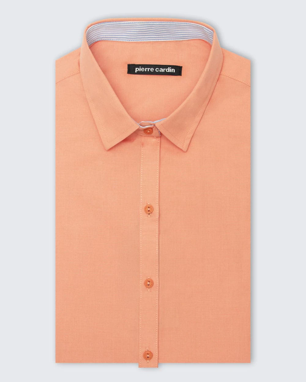Blusa lisa de vestir slim fit manga larga anaranjada