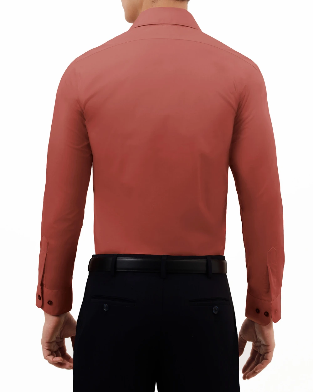 Camisa de vestir clásica roja manga larga slim fit