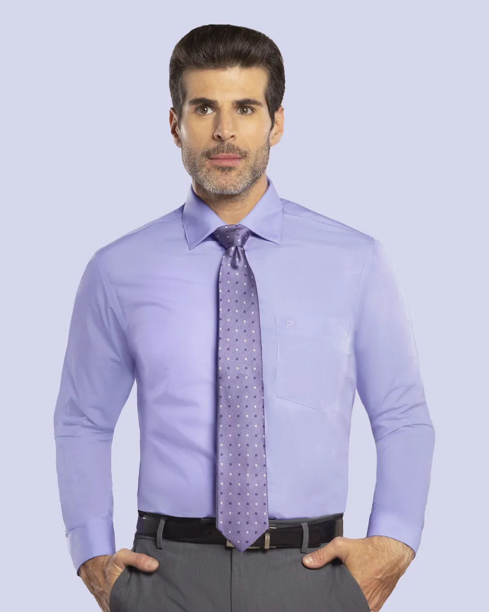 Camisa de vestir clásica morada manga larga slim fit