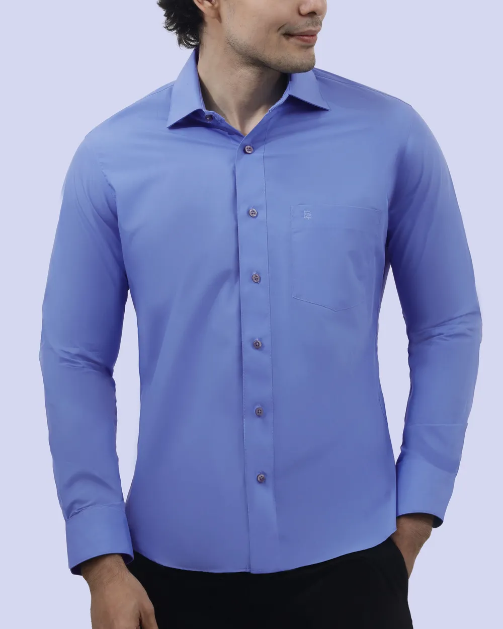 Camisa de vestir clásica azul zurro manga larga slim fit