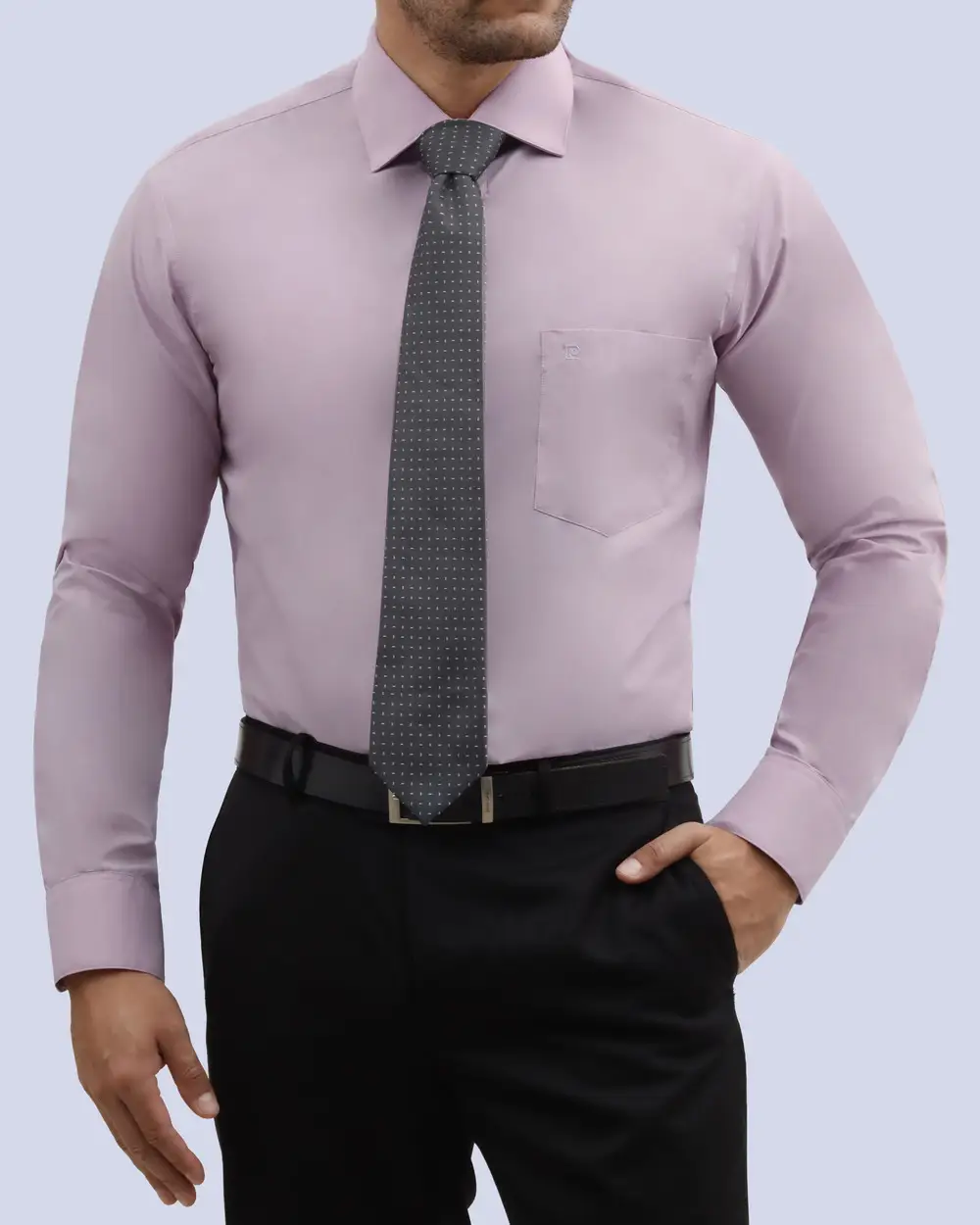 Camisa slim fit manga larga clásica morado lila