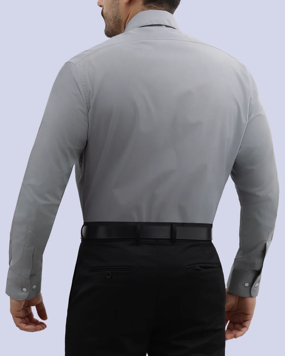 Camisa slim fit manga larga clásica morado gris