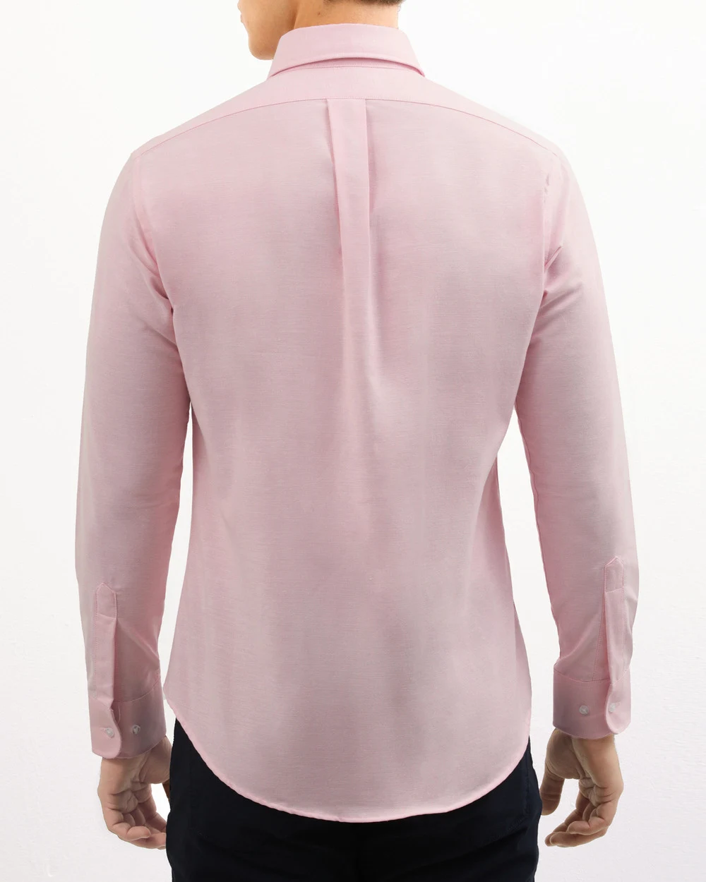 Camisa casual oxford rosada manga larga slim fit