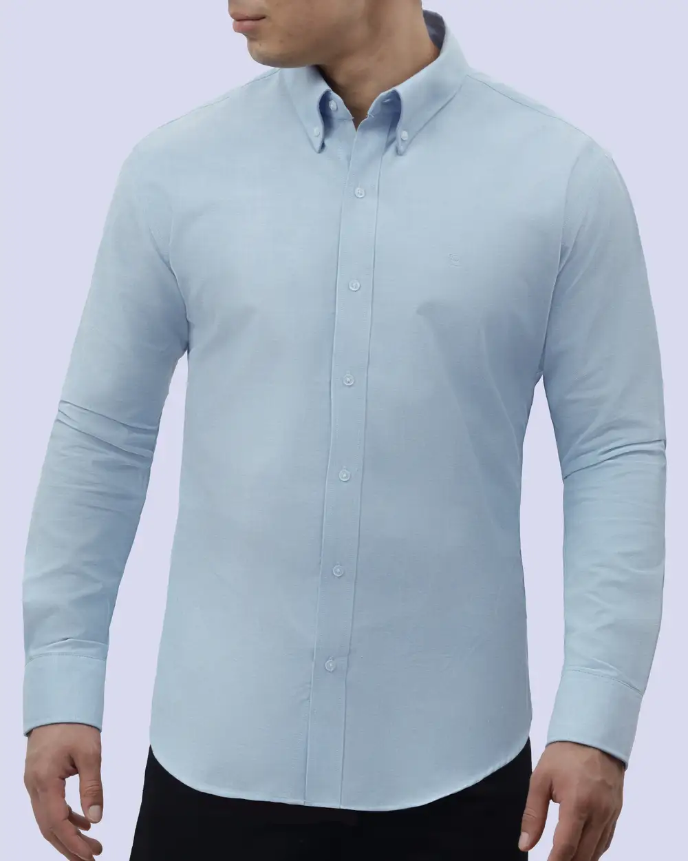 Camisa casual oxford celeste manga larga slim fit