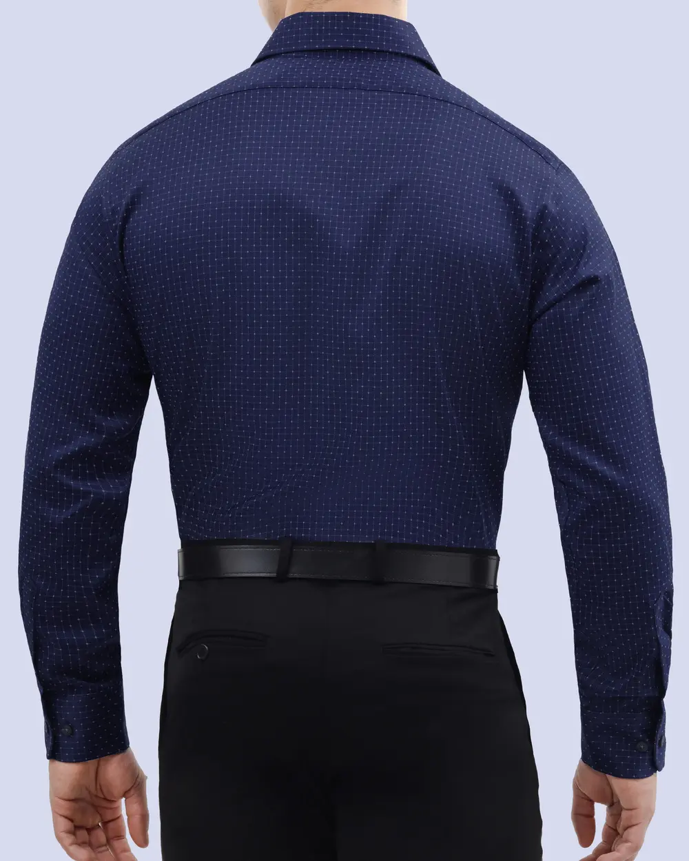 Camisa de vestir stretch textura azul manga larga