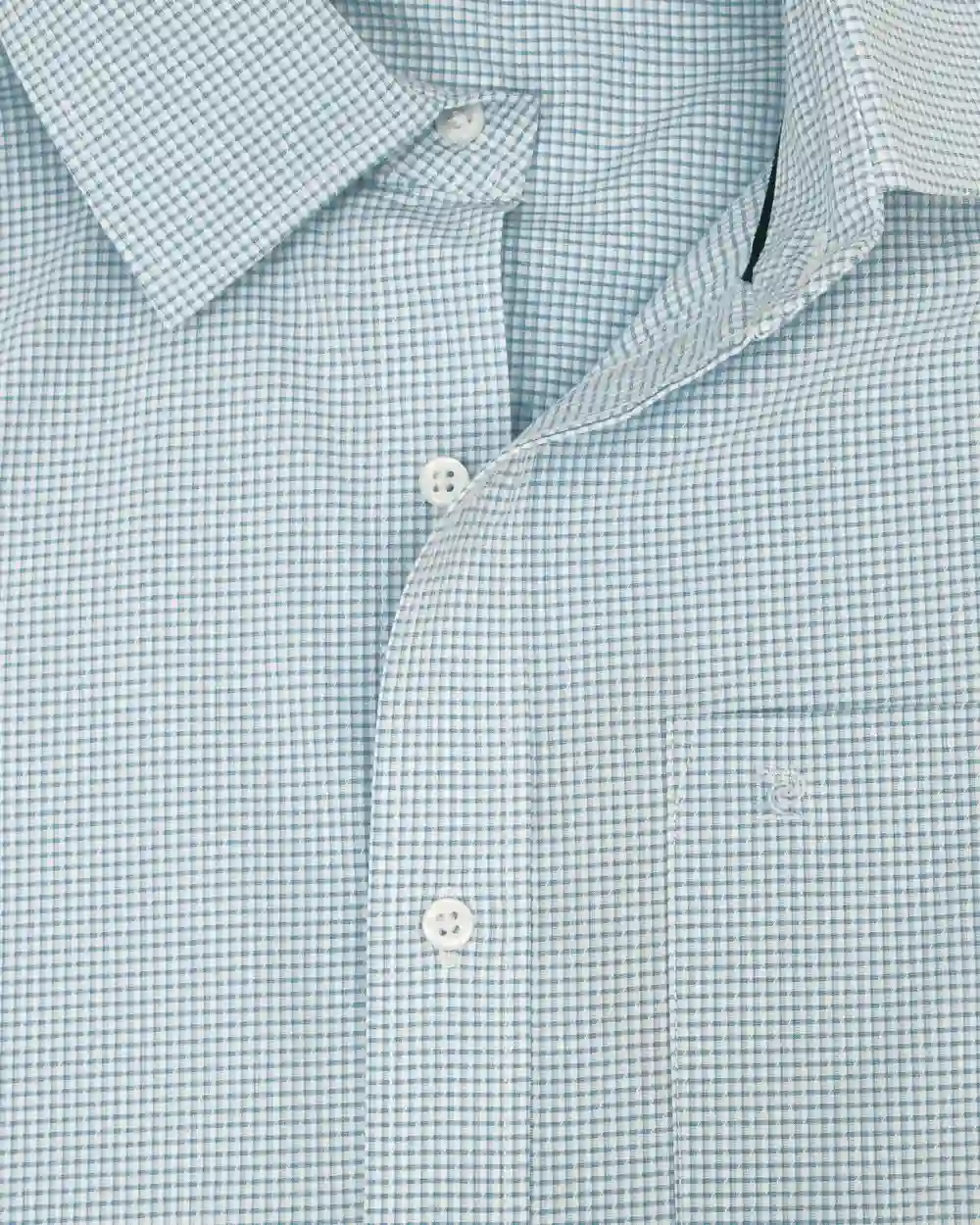 Camisa de vestir slim fit mini cuadros  verde bambú stretch