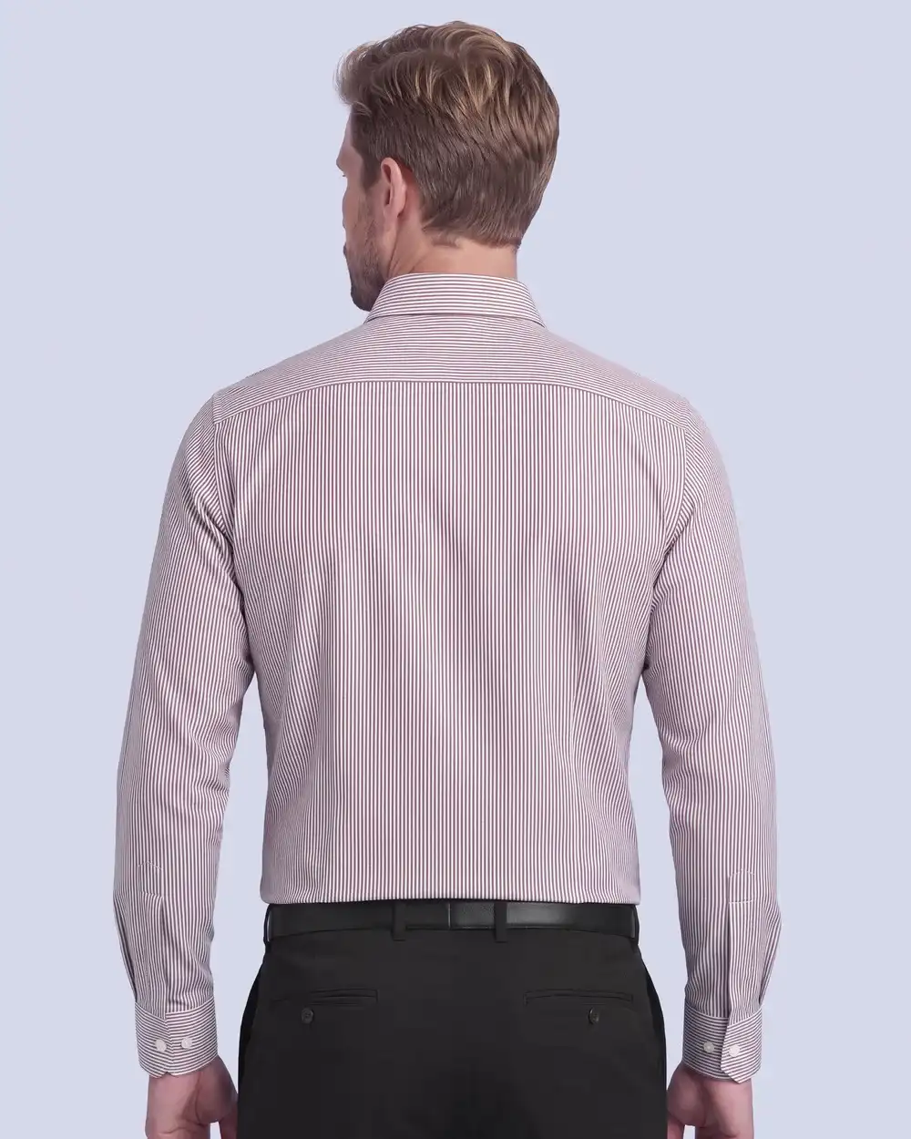 Camisa de vestir slim fit mini rayada vino bambú stretch