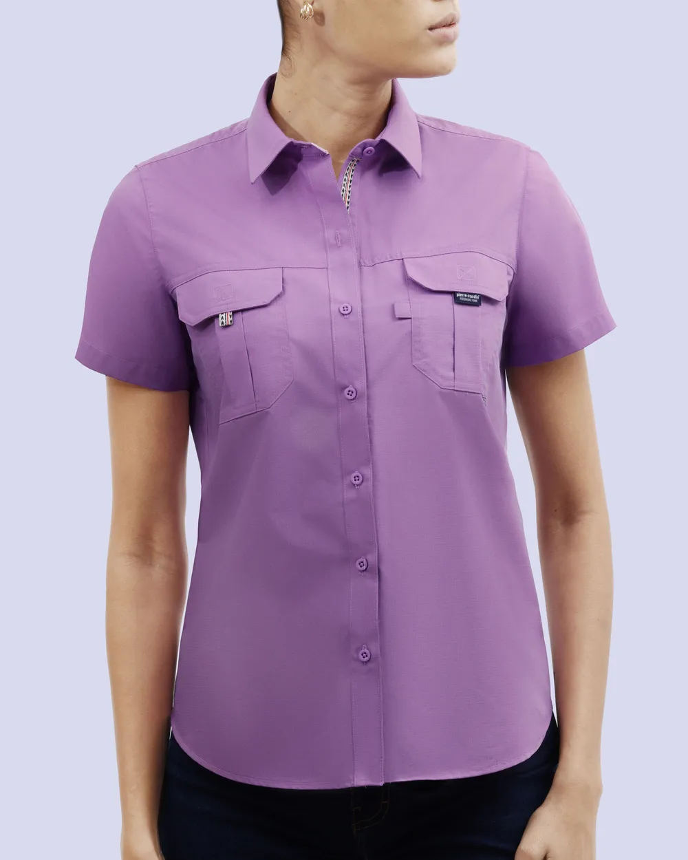 Blusa casual manga corta performance morada