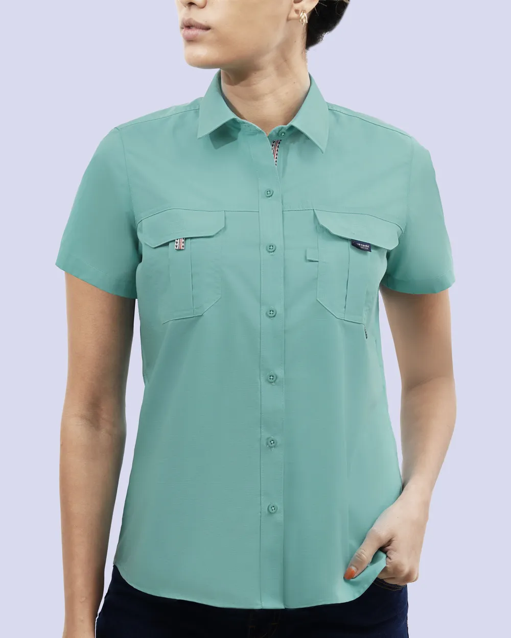 Blusa casual manga corta performance menta