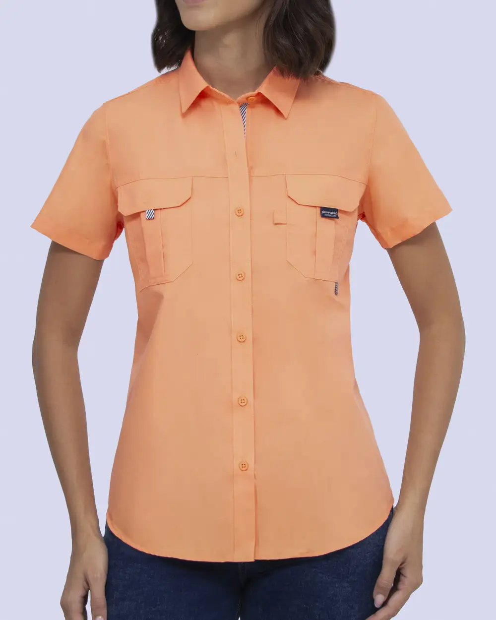 Blusa casual manga corta performance naranja