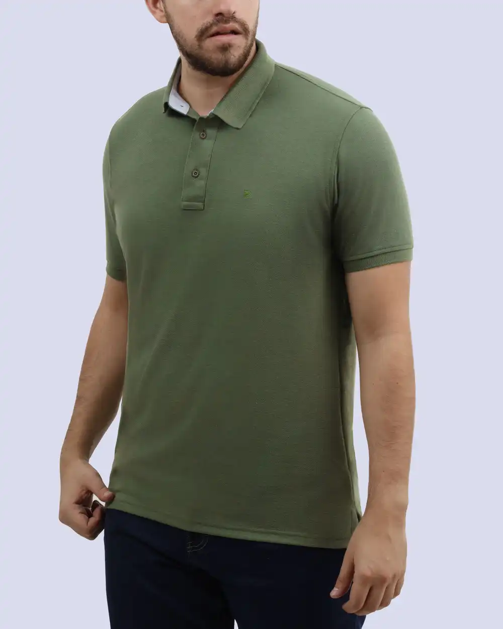 Camisa sport lisa slim fit manga corta cooling tech verde